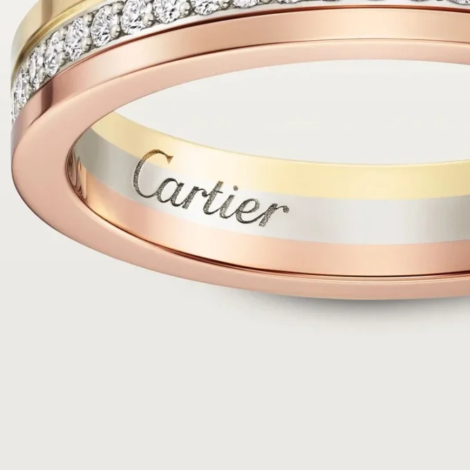 Fede nuziale Trinity – Oro bianco, oro giallo, oro rosa, diamanti – Cartier