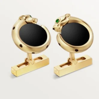 Gemelli Panthere De Cartier – Oro giallo, onice, tsavoriti e lacca nera – Cartier
