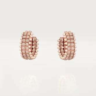 Orecchini a cerchio Clash De Cartier, a doppia fila, con pavé