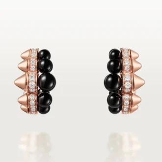 Orecchini a cerchio Clash De Cartier, onice, modello extra-large, diamanti