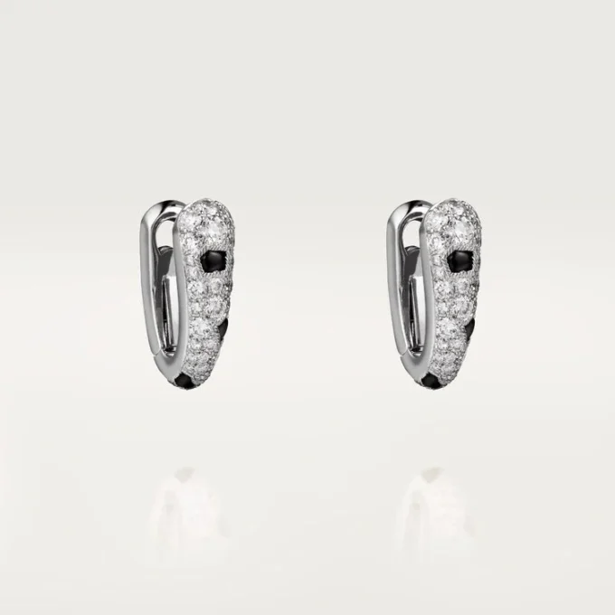 Orecchini a cerchio piccoli Panthere Diamond, oro bianco | Cartier Us