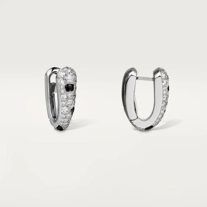 Orecchini a cerchio piccoli Panthere Diamond, oro bianco | Cartier Us