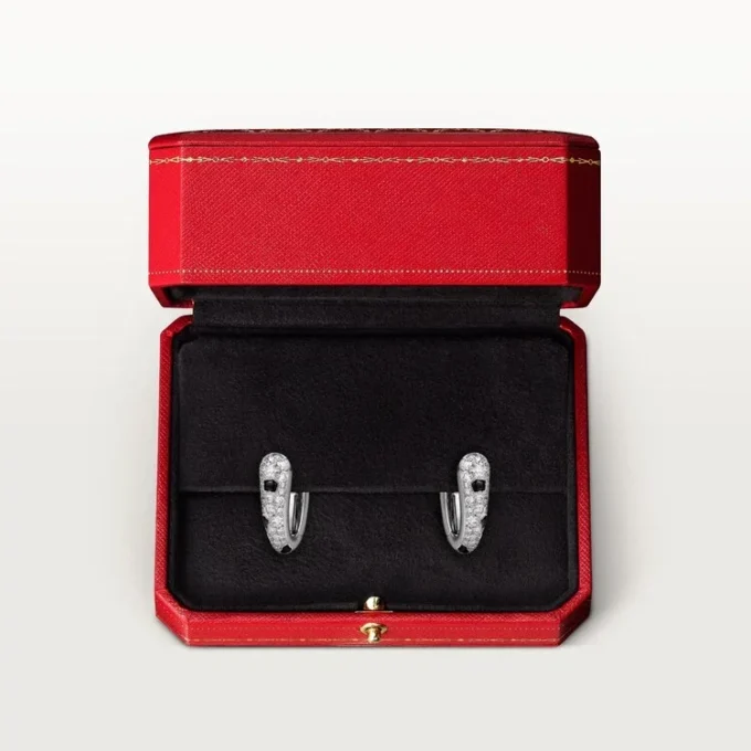 Orecchini a cerchio piccoli Panthere Diamond, oro bianco | Cartier Us