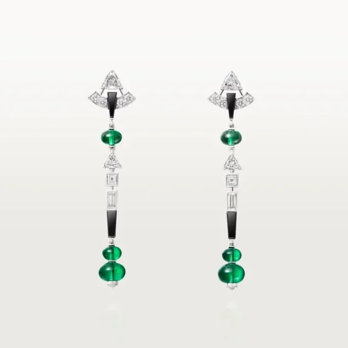 Orecchini En Equilibre, smeraldo, pavé
