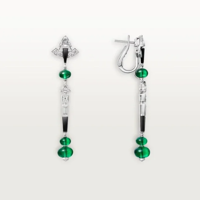 Orecchini En Equilibre, smeraldo, pavé
