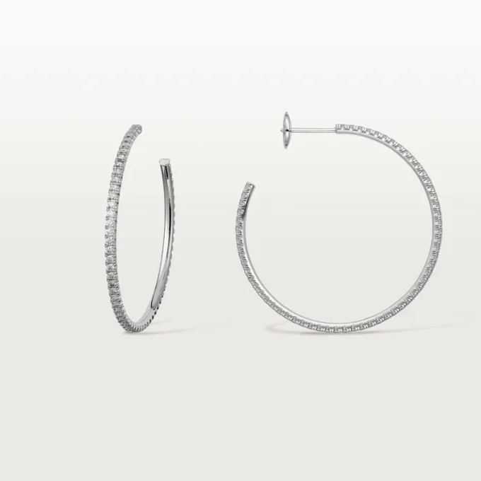 Orecchini Etincelle De Cartier, modello grande – Oro bianco, diamanti – Cartier
