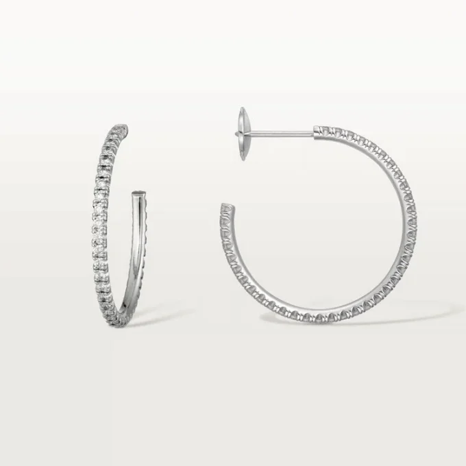 Orecchini Etincelle De Cartier, modello medio – Oro bianco, diamanti – Cartier