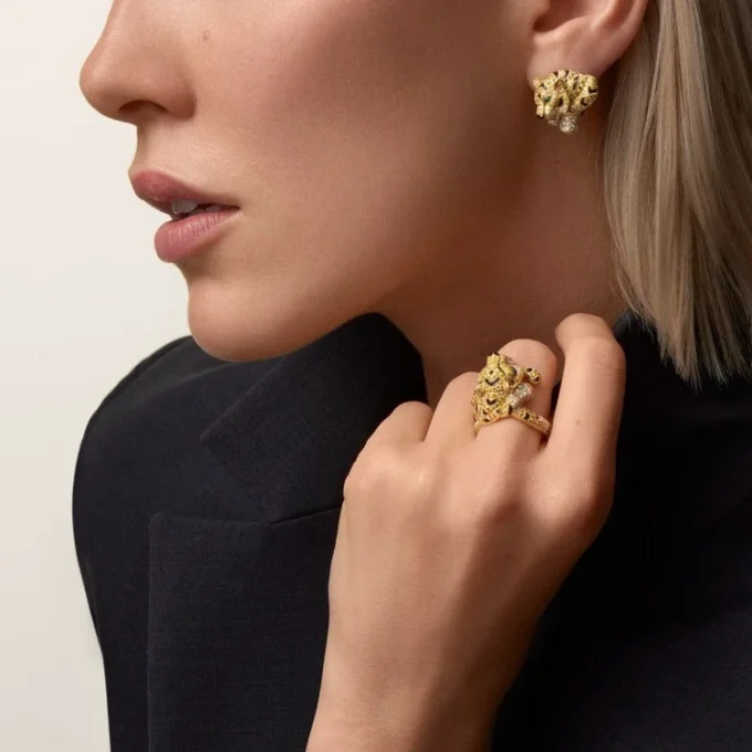 Orecchini Faune Et Flore De Cartier, diamanti gialli, arancioni e marroni, pavé