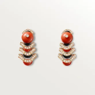 Orecchini Geometrie & Contrastes, corallo, pavé