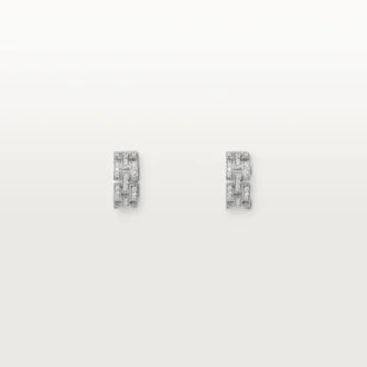 Orecchini Maillon Panthere, 3 file con pavé di diamanti – Oro bianco, Diamanti – Cartier