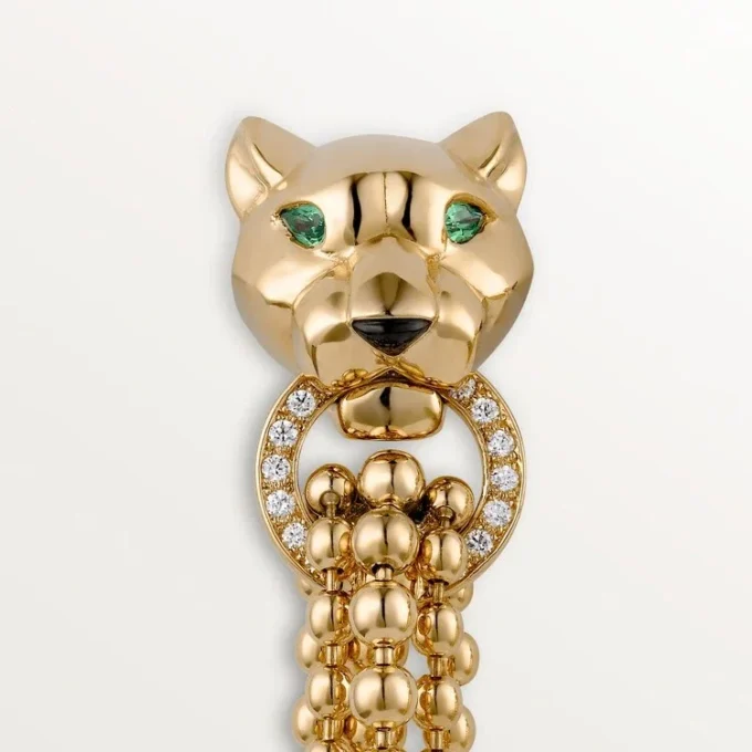 Orecchini Panthere De Cartier – Oro giallo, diamanti, granati tsavoriti, onice – Cartier