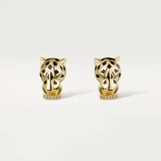 Orecchini Panthere De Cartier – Oro giallo, lacca, diamanti, granati tsavoriti, onice – Cartier