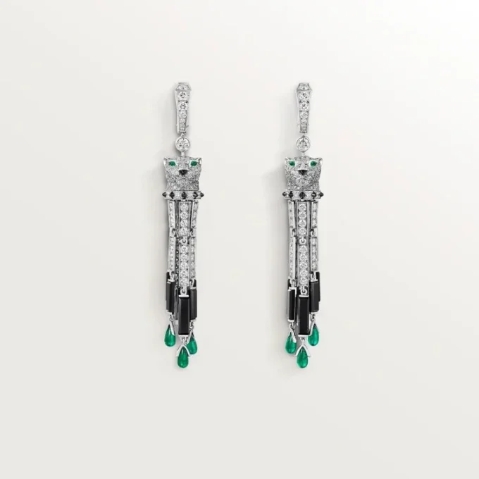 Orecchini Panthere De Cartier, smeraldi, pavé