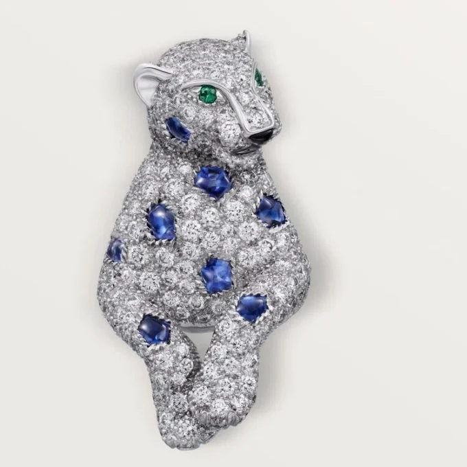 Orecchini Panthere De Cartier, zaffiri, pavé