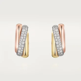 Orecchini Trinity, a forma di cuscino, semi-pavé