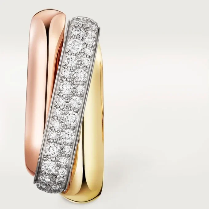 Orecchini Trinity, a forma di cuscino, semi-pavé