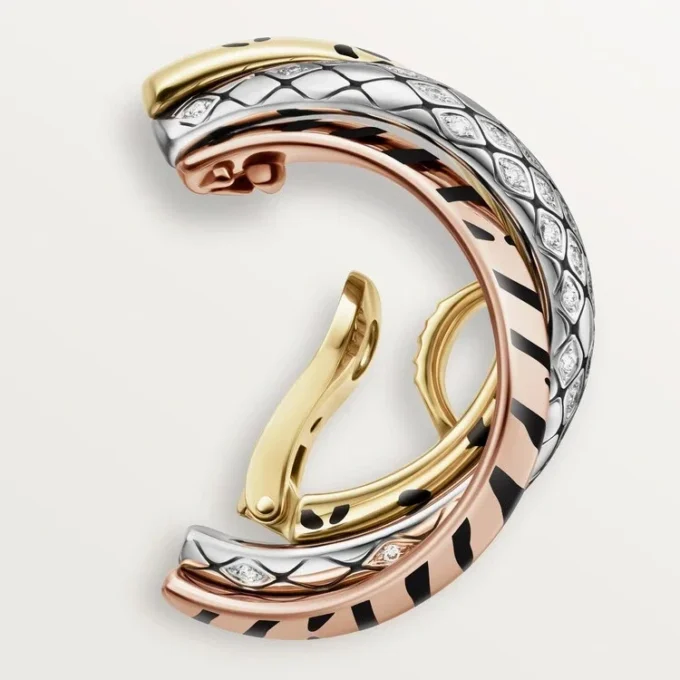 Orecchino singolo Trinity, laccato, semi-pavé