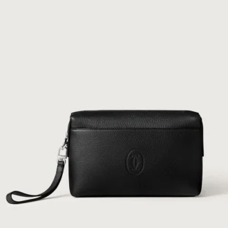 Pochette quadrata, Must de Cartier – Pelle di vitello nera, finitura in palladio – Cartier