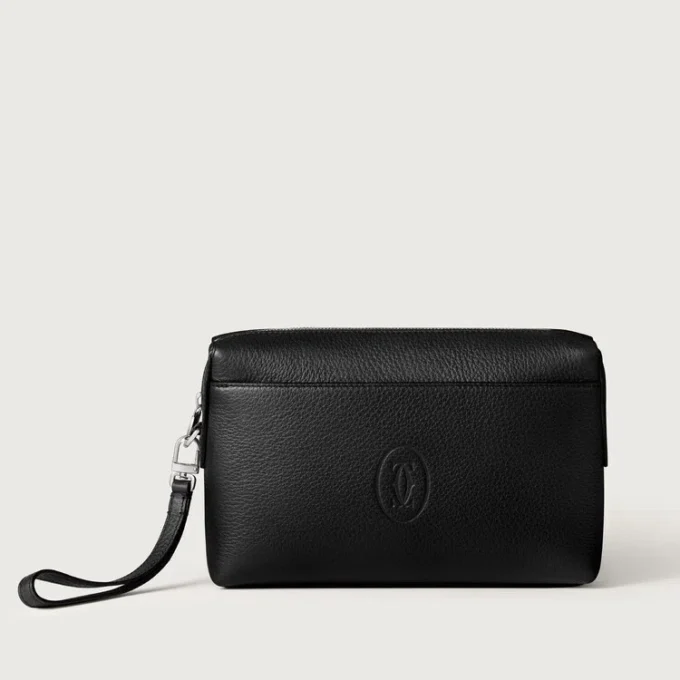 Pochette quadrata, Must de Cartier – Pelle di vitello nera, finitura in palladio – Cartier