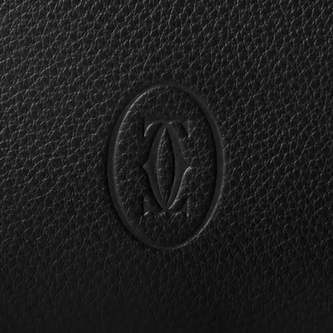 Pochette quadrata, Must de Cartier – Pelle di vitello nera, finitura in palladio – Cartier