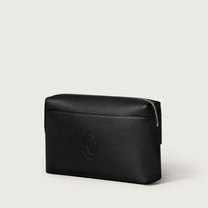 Pochette quadrata, Must de Cartier – Pelle di vitello nera, finitura in palladio – Cartier