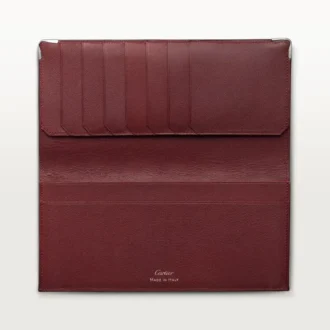 Portafoglio internazionale con soffietti, Must De Cartier – Pelle di vitello nera, finitura in acciaio inossidabile – Cartier