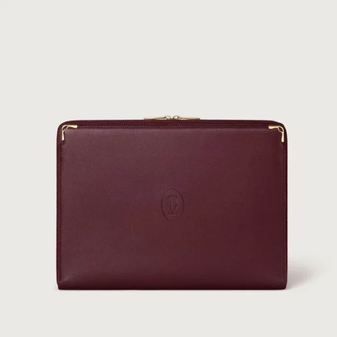 Portafoglio, Must De Cartier – Pelle di vitello bordeaux, finitura dorata – Cartier