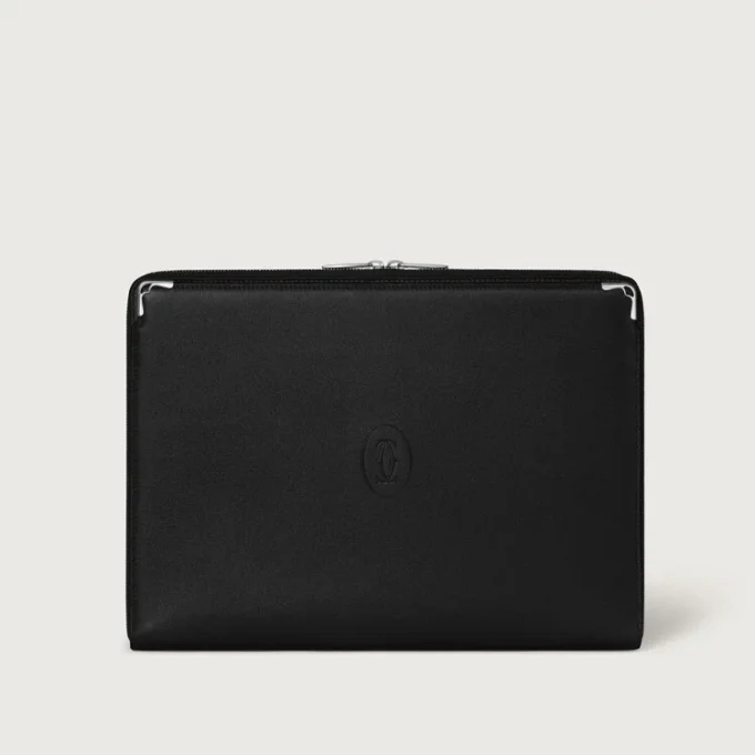 Portafoglio, Must De Cartier – Pelle di vitello nera, finitura in palladio – Cartier