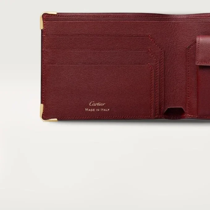 Portamonete/Banconote/Pelle di vitello bordeaux, finitura dorata – Cartier