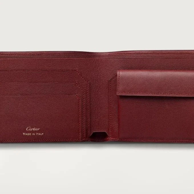 Portamonete/Banconote/Pelle di vitello bordeaux, finitura dorata – Cartier